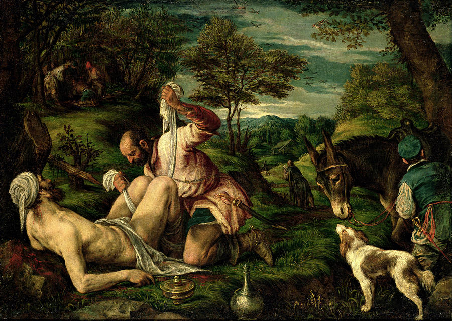 Francesco Bassano (1549-1592) The Parable of The Good Samaritan.