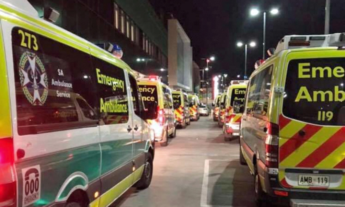Ambulances in South Australia ramped outside a hospital, providing extra beds for an overflowing emergency department – and in turn, significantly increasing response times to fresh emergencies.